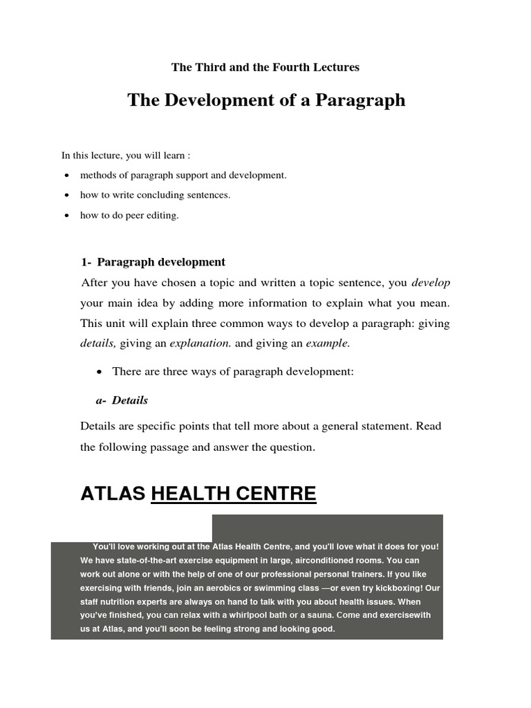 The Development of A Paragraph: The Third and The Fourth Lectures | PDF ...
