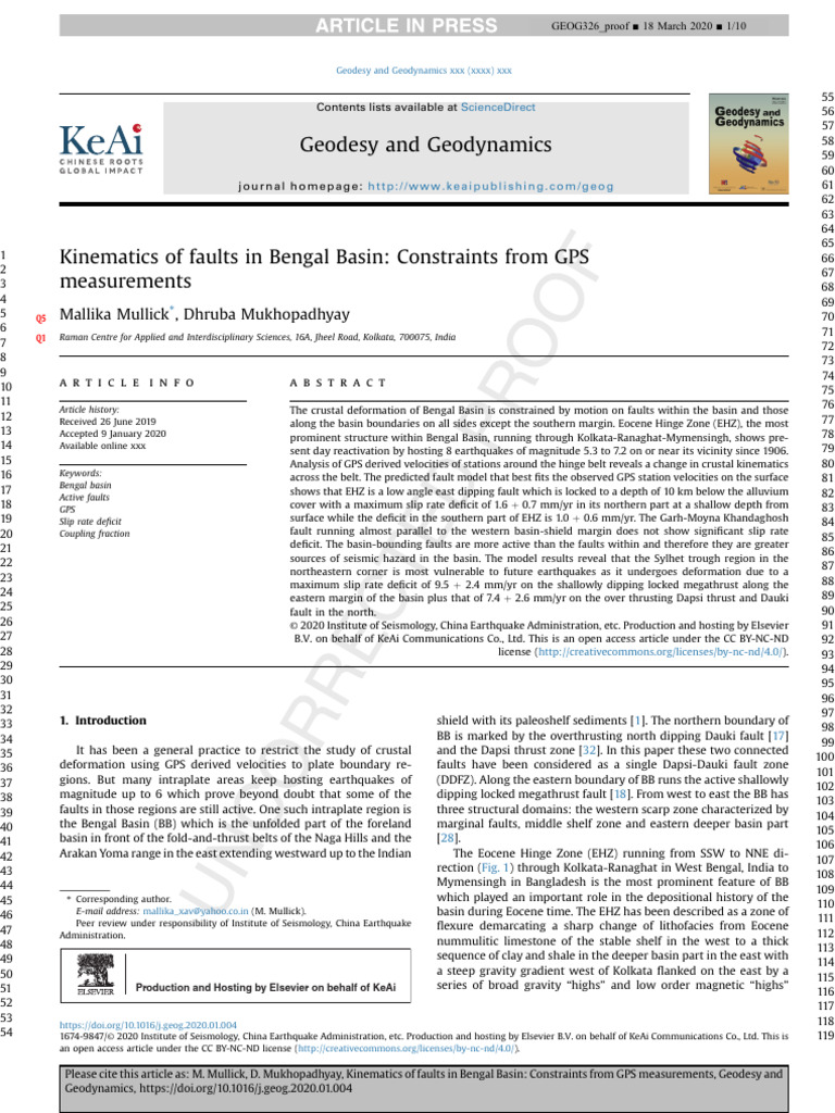 Kinematics of Faults in Bengal Basin Constraints F | PDF | Earthquakes ...
