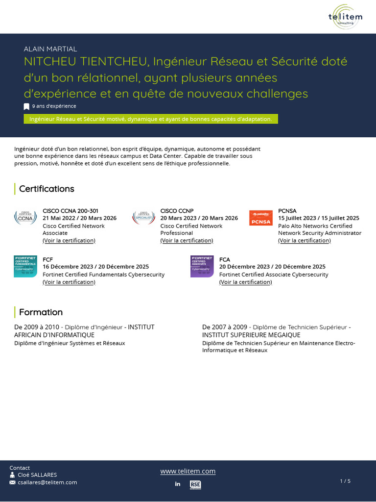 Ingénieur Réseau et Sécurité - Alain Martial | PDF | Informatique ...
