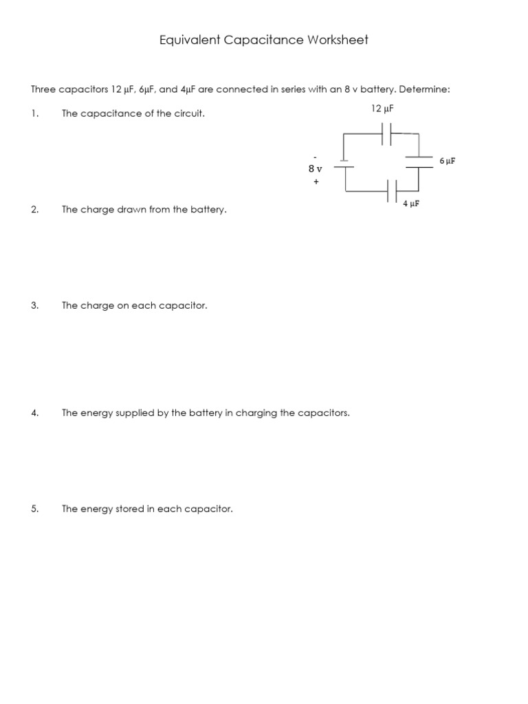 Equivalent Capacitance Problems Worksheet | PDF | Science & Mathematics