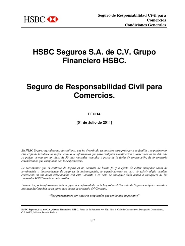 HSBC PDF Póliza de seguros Seguro