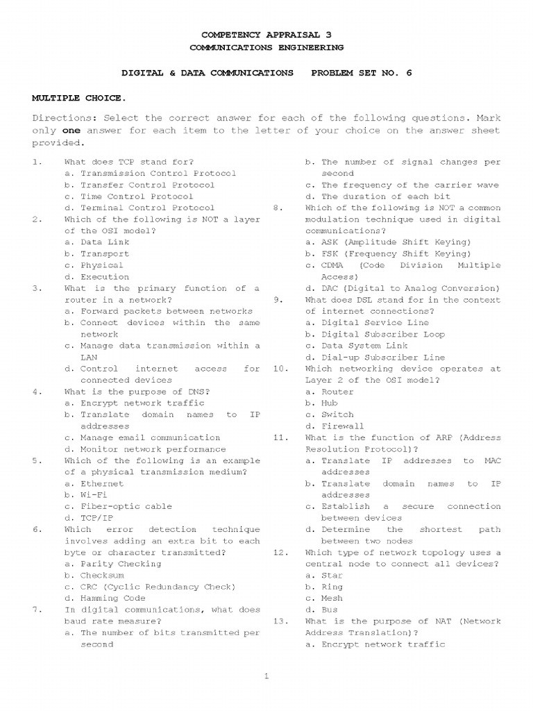 Digital Data Communications Probset 6 1a | PDF