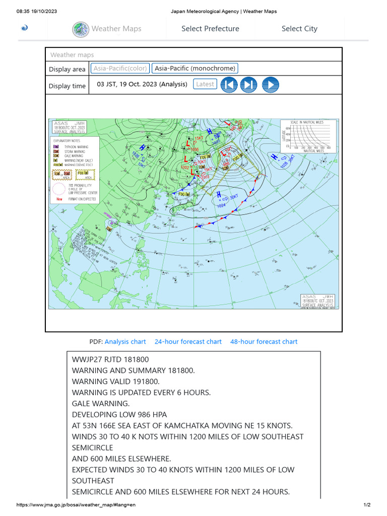 Japan Weather Maps and Warnings | PDF | Disasters | Meteorology