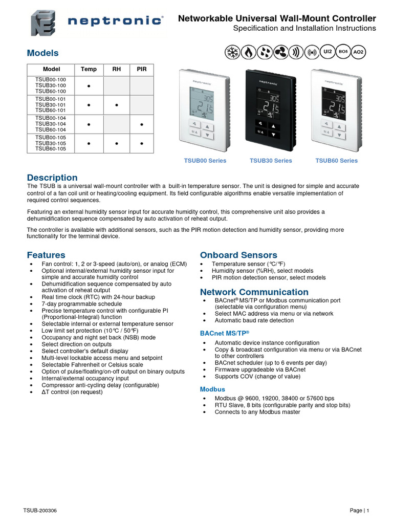 Tsub 200306 | PDF | Temperature | Sensor