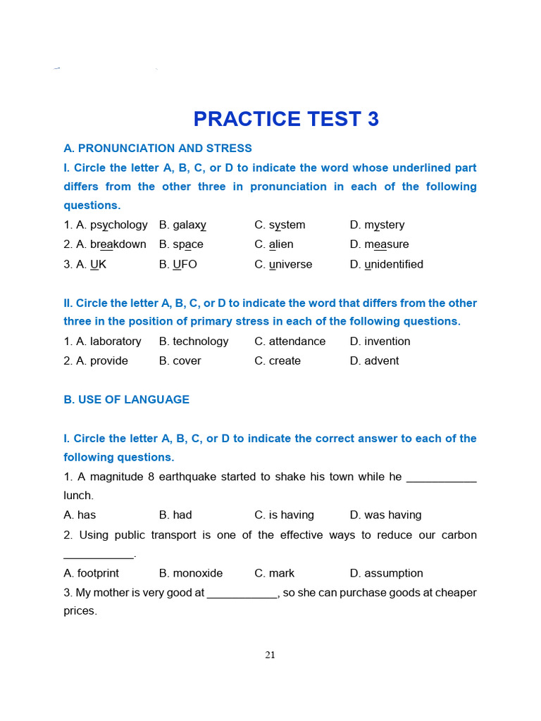 Pronunciation and Language Practice Test | PDF | Thomas Edison ...
