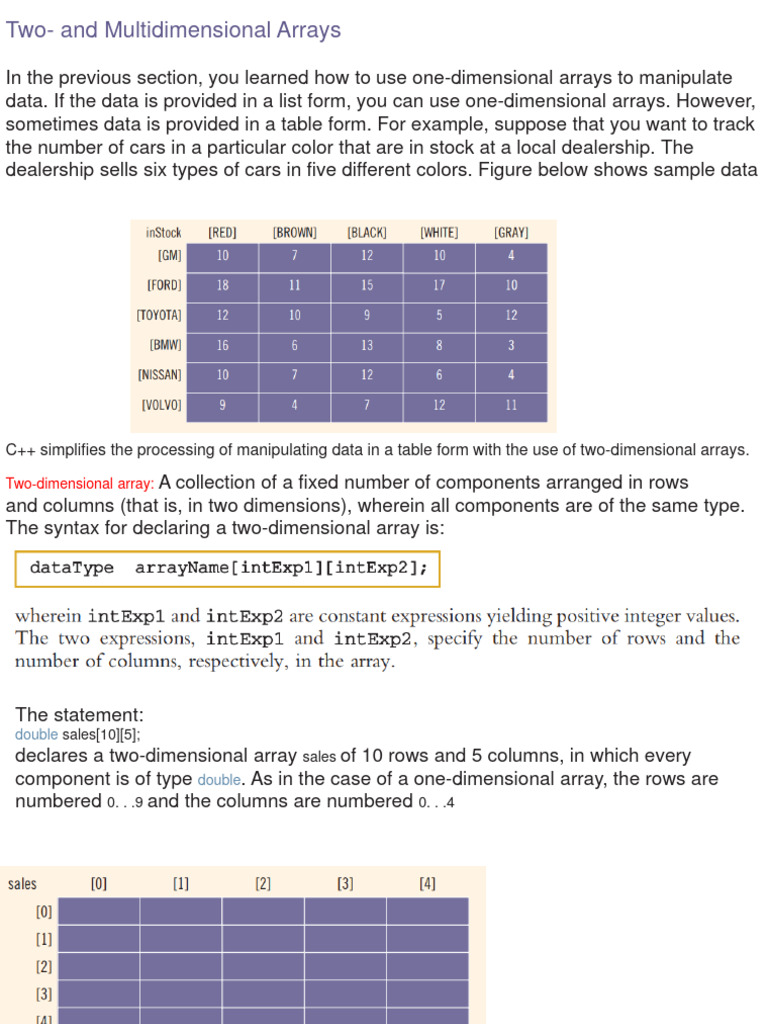 C++ Array | PDF | Matrix (Mathematics) | Computing