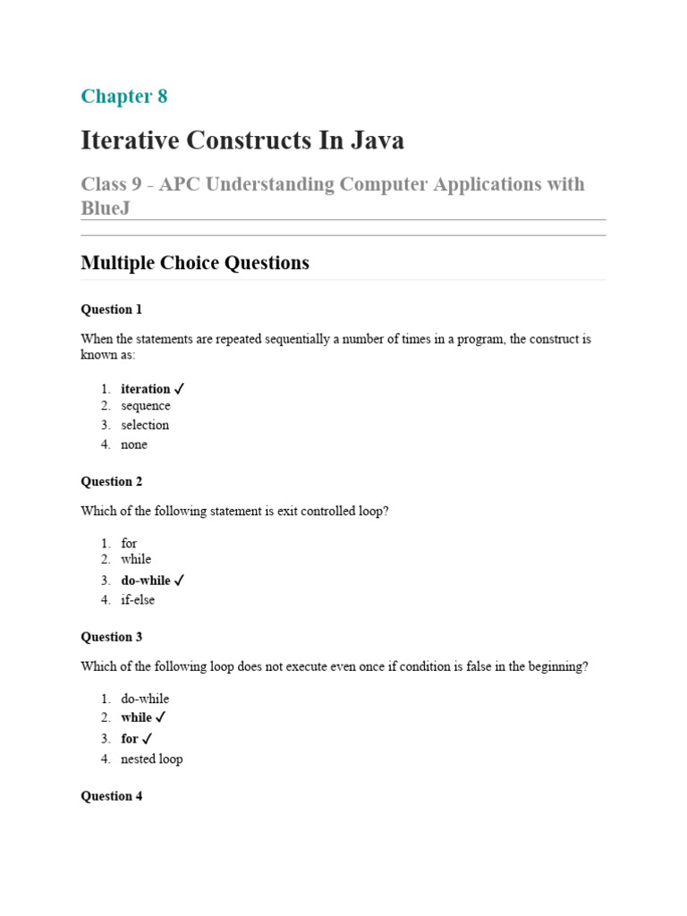 Iterative Constructs in Java for ICSE | PDF | Control Flow | Computer ...