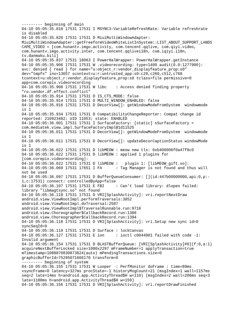 Logcat 1712700335769 | PDF | System Software | Software
