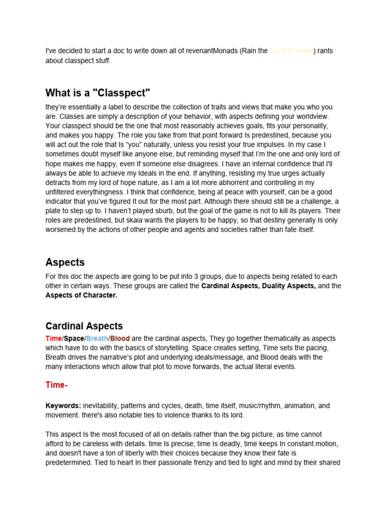 Understanding Classpects and Aspects | PDF | Truth | Mind