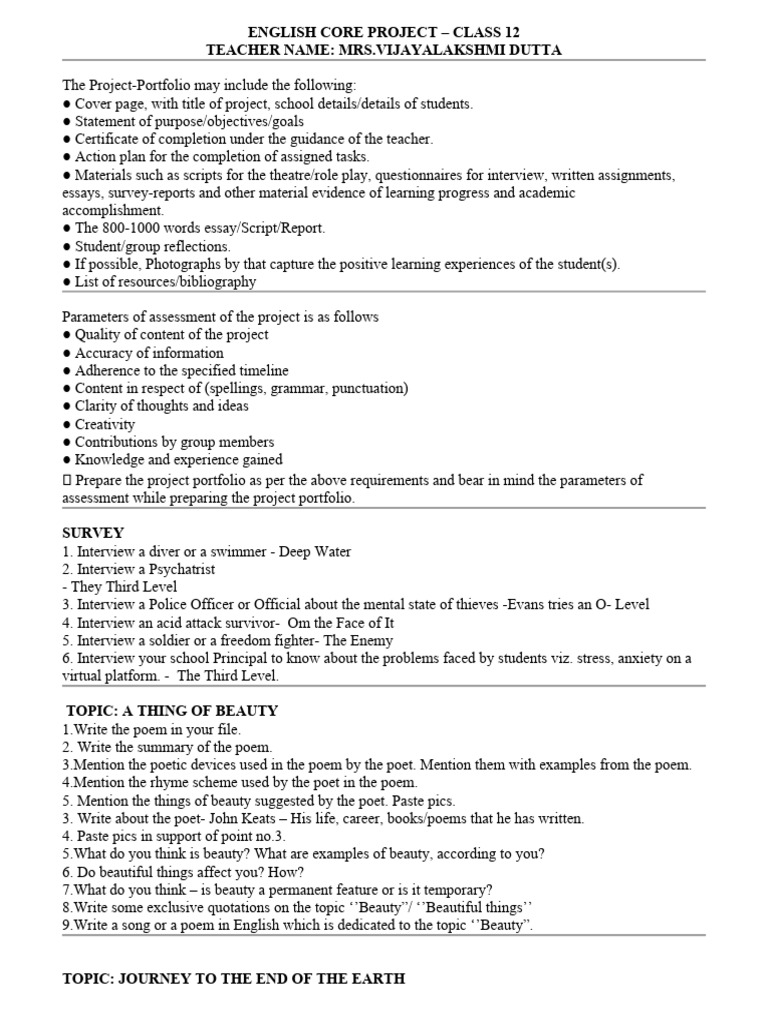 Eng Core Project Pdf Poetry Experience