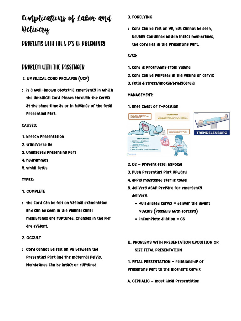 NCM 109 Intrapartum Complications Reviewer | PDF | Childbirth | Uterus