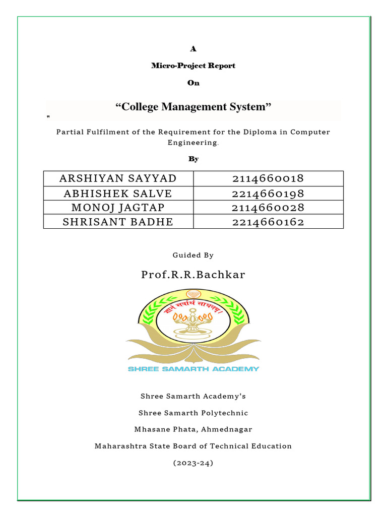 College Management System Project Report | PDF | Ruby On Rails | Computing