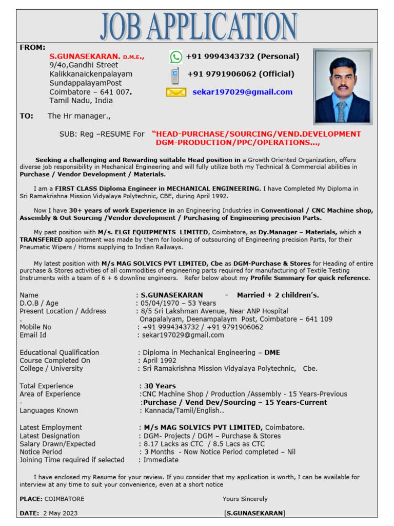 Mechanical Engineering Resume - Head of Purchase | PDF | Numerical ...
