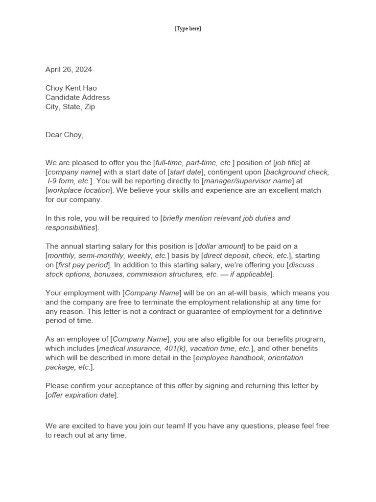 Offer Letter | PDF | Business | Finance & Money Management