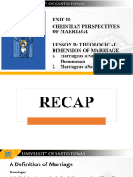 Unit Ii: Christian Perspectives of Marriage Lesson B: Theological Dimension of Marriage