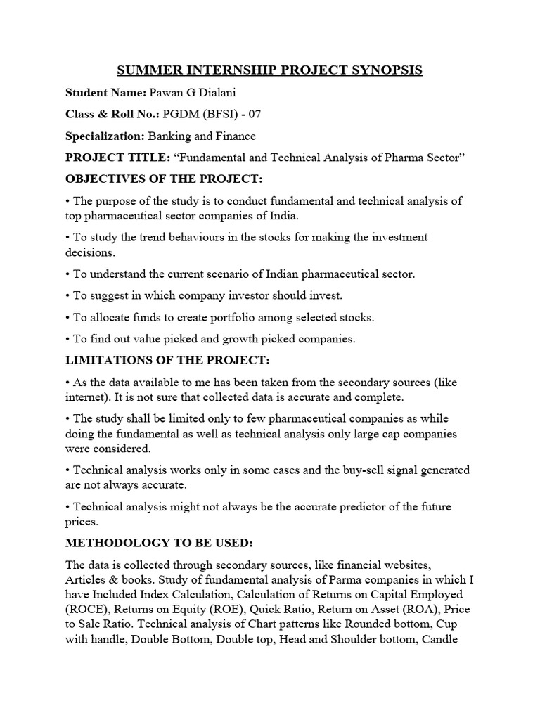 Summer Internship Project Synopsis Pawan | PDF | Technical Analysis