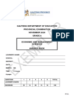 Grade 9 Provincial Examination Economic and Management Sciences (English) 2020 Exemplars Answer Book
