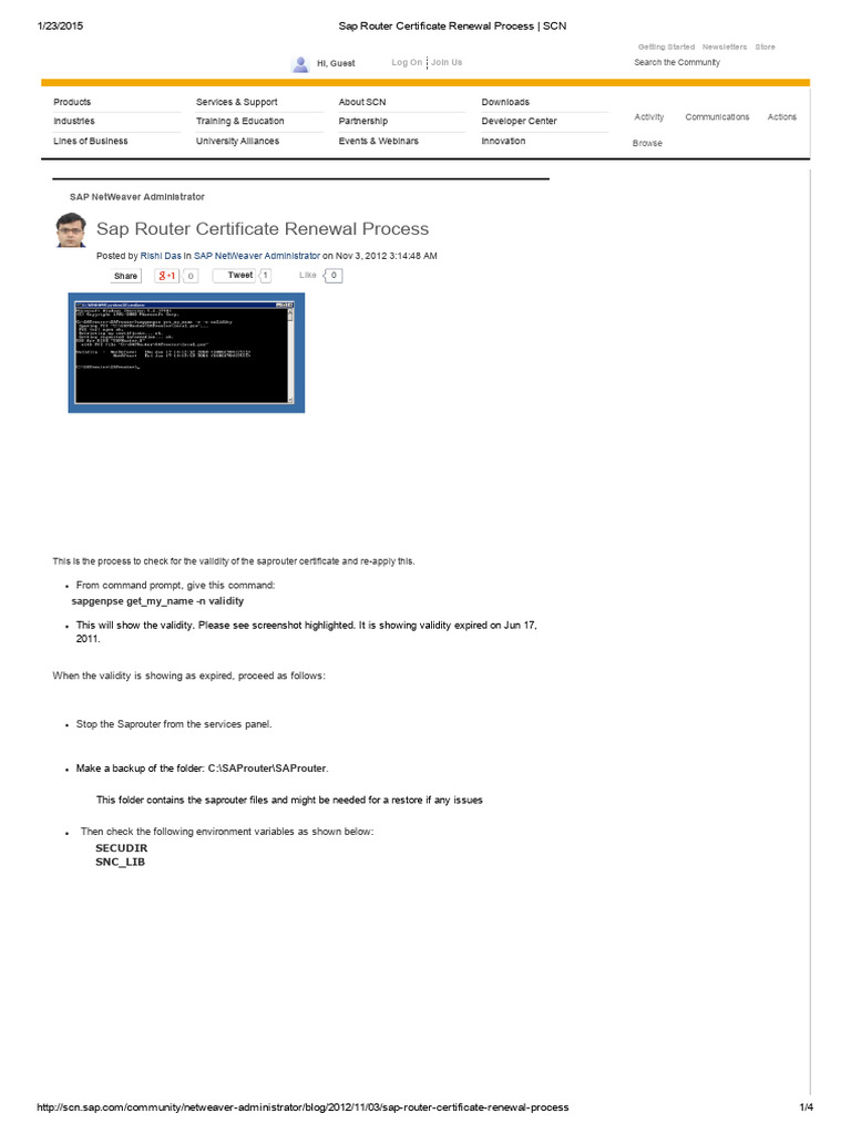 Sap Router Certificate Renewal Process - SCN | PDF | Internet ...
