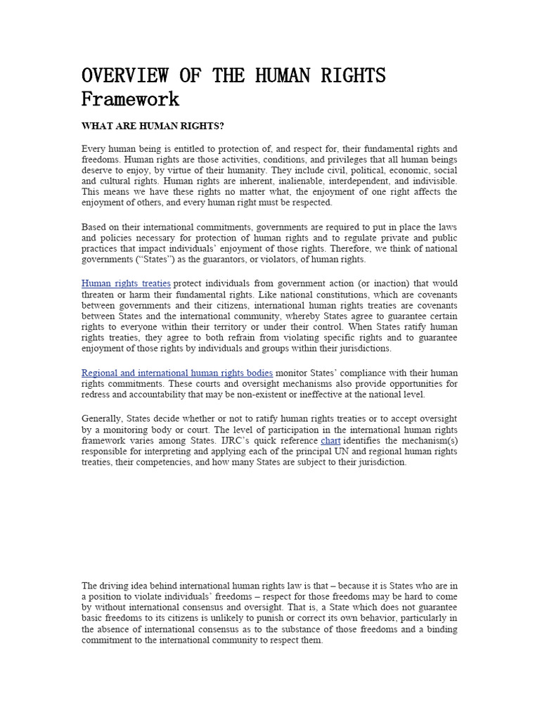 Overview of The Human Rights Framework | PDF | Human Rights | Political ...