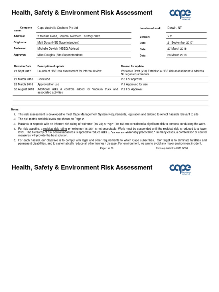 Epl258 Hse Risk Assessment | PDF | Personal Protective Equipment ...