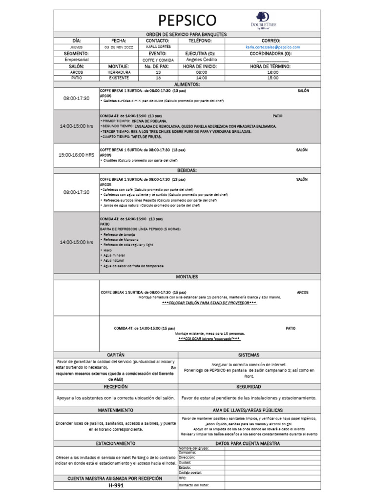 Planificación de Evento Empresarial PEPSICO | PDF | Alimentos | Cocina