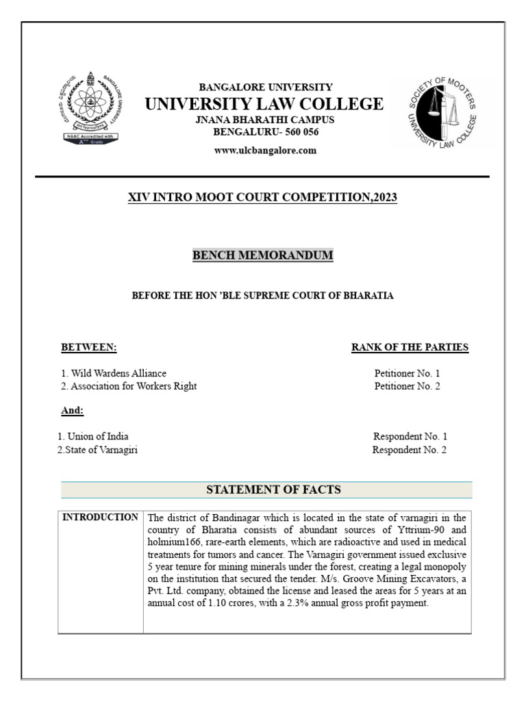 INTRO MOOT BENCH MEMO | PDF | Legal Liability | Corporate Social ...