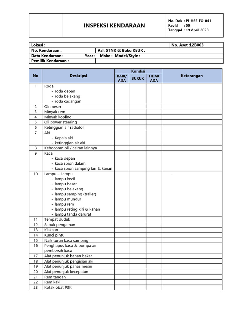 Trucking Inspection Checklist | PDF