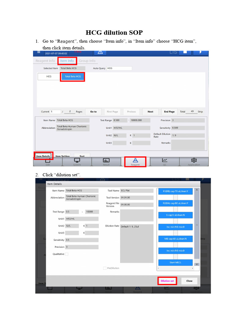 HCG Dilution SOP Guide | PDF