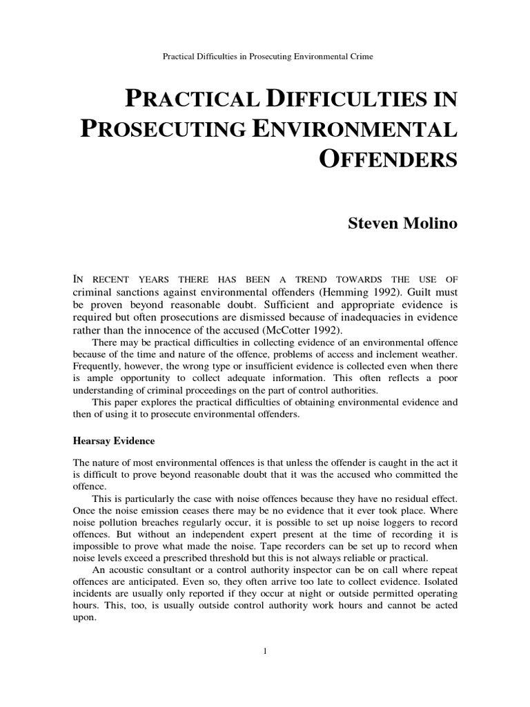 Challenges in Prosecuting Environmental Crimes | PDF | Crimes | Crime ...