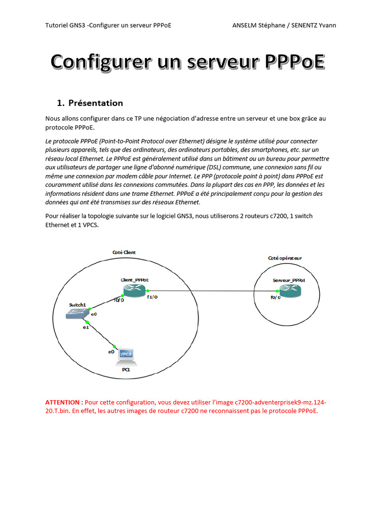 Configuration d'un serveur PPPoE sur GNS3 | PDF | Ethernet | Serveur ...