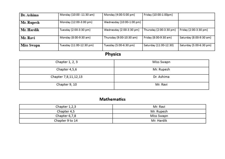 Time Table | PDF
