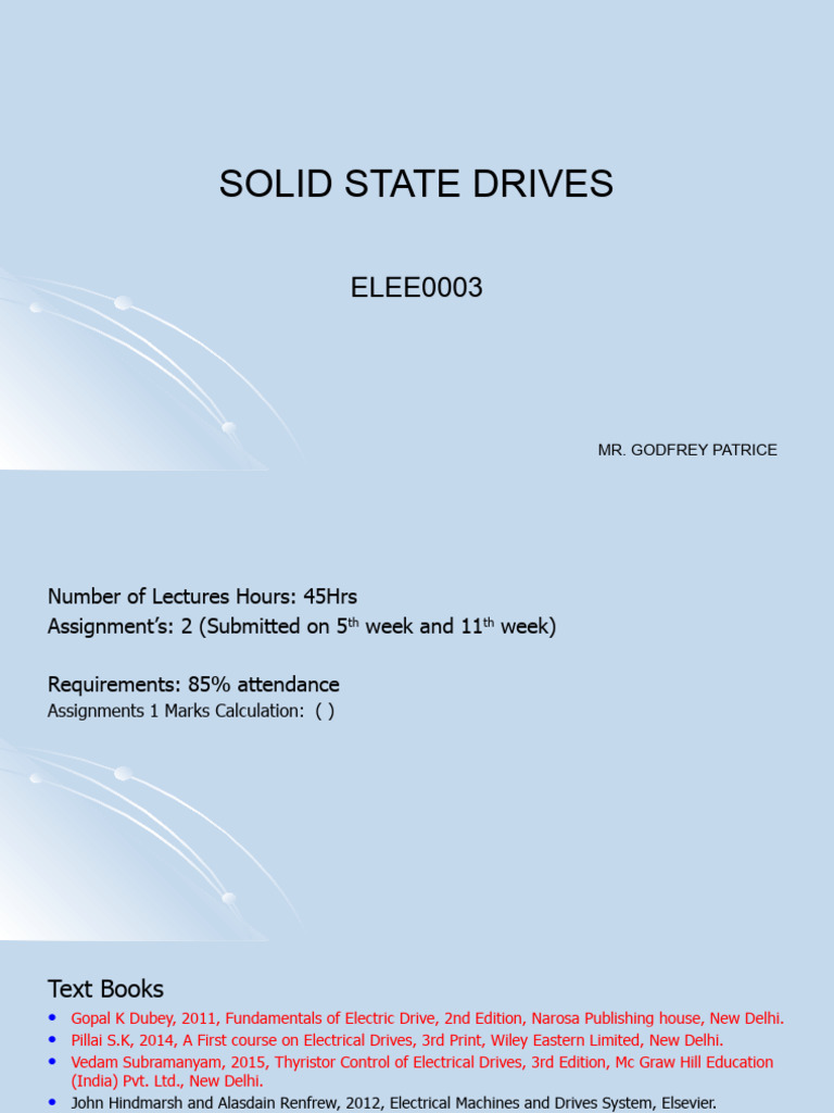 Solid State Drives PDF Electric Motor Rectifier