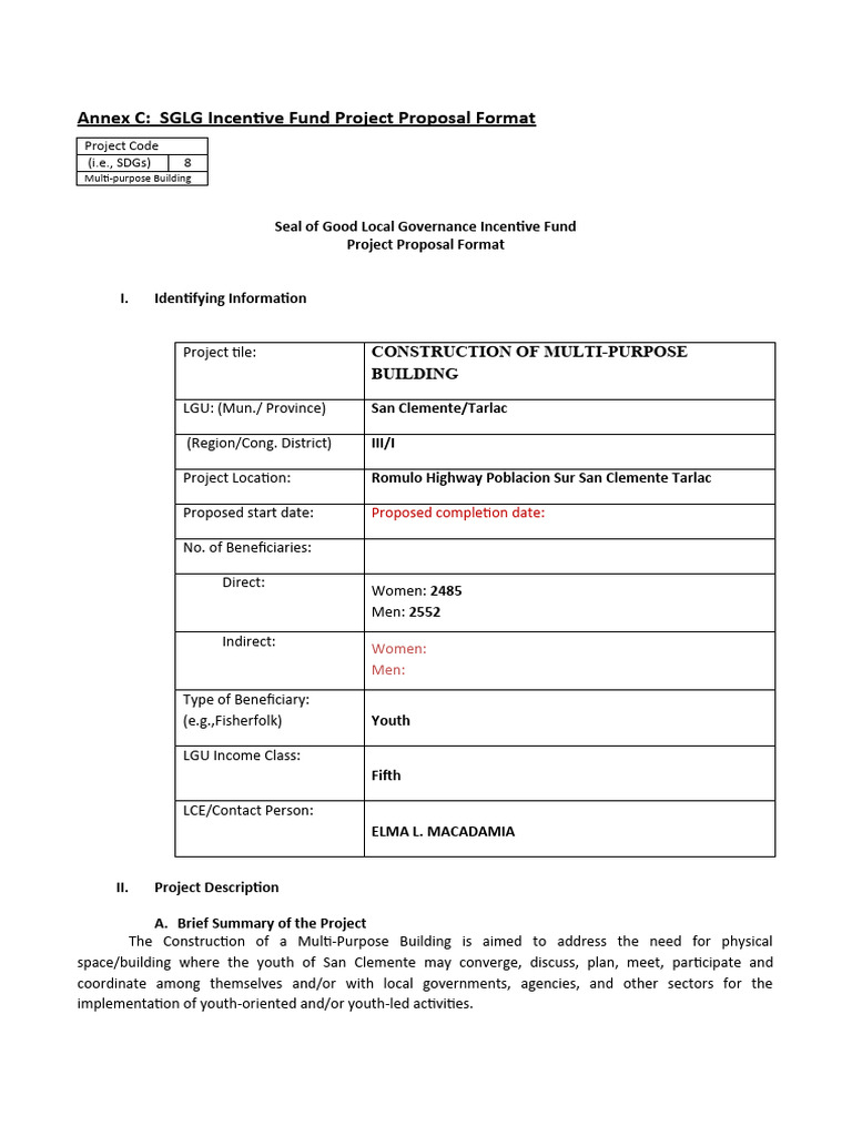 SGLG Incentive Fund Proposal Format | PDF | Economies