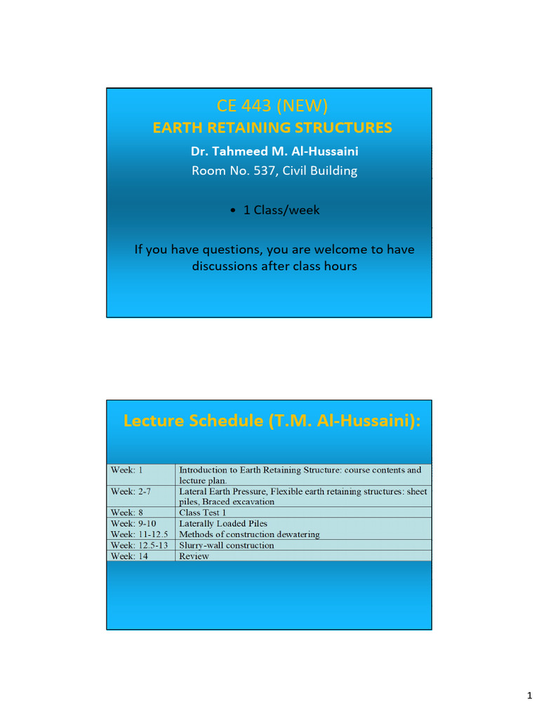 Earth Retaining Structures Overview | PDF | Deep Foundation | Civil ...