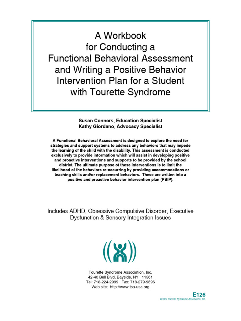 Functional Behavior Assessment Guide for TS | PDF | Tourette Syndrome ...