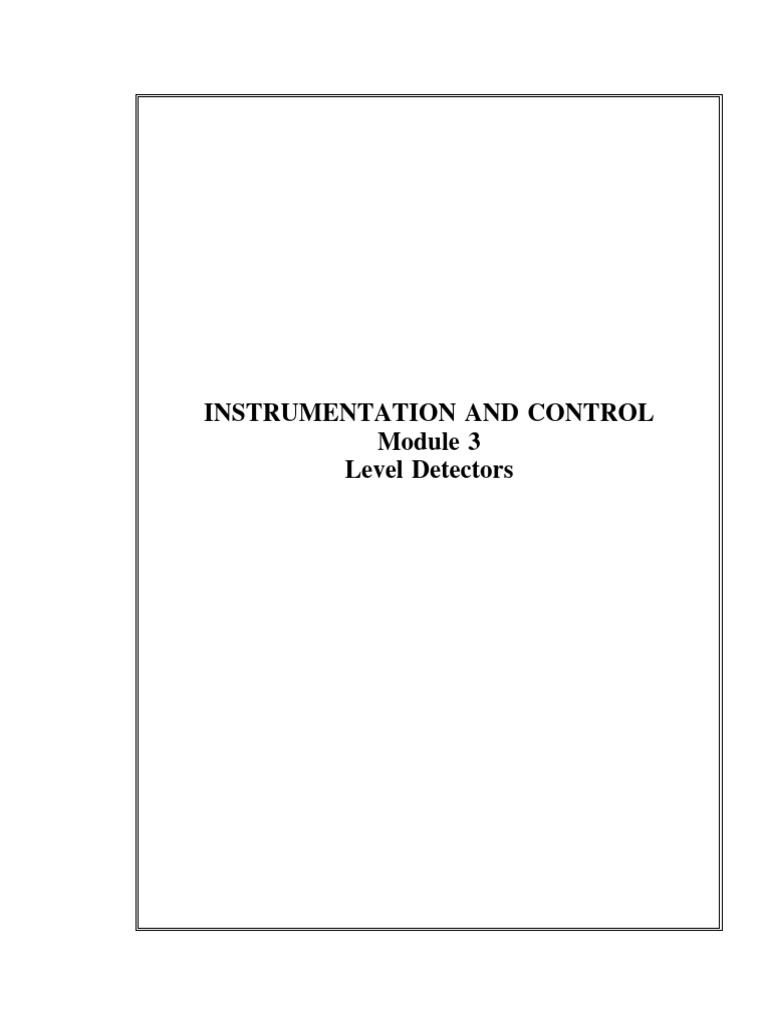 Level Detectors in Instrumentation | PDF | Pressure | Pressure Measurement