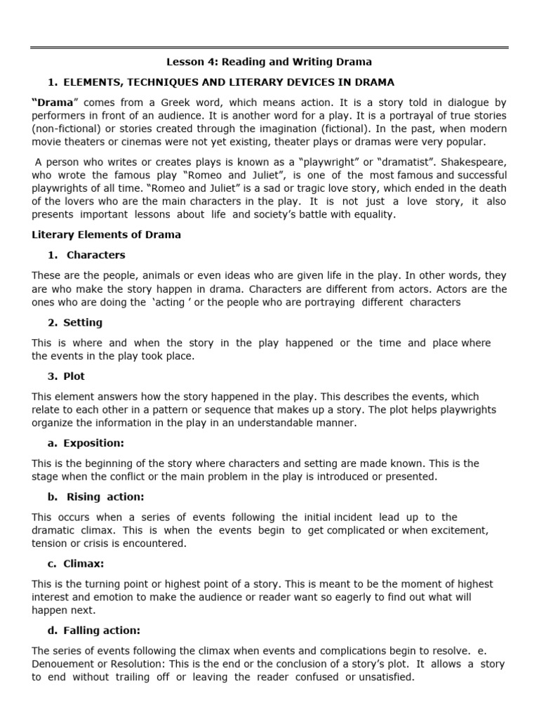 Reading and Writing Drama PDF Play (Theatre) Monologue