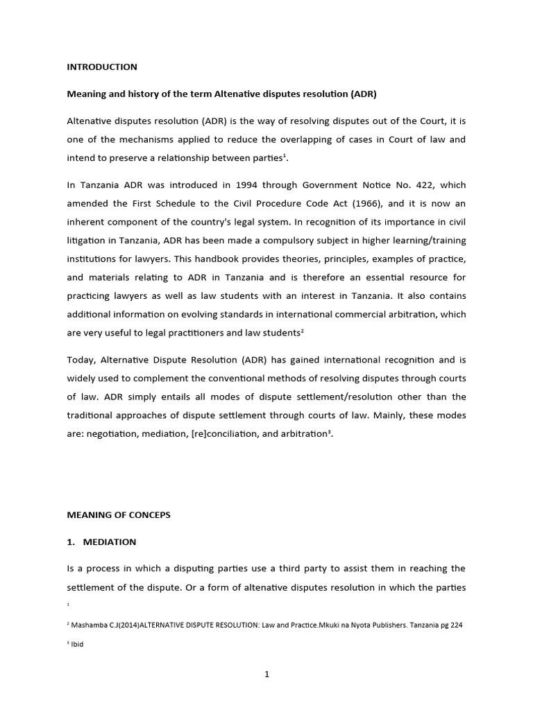 Understanding ADR in Tanzania: A Guide | PDF | Alternative Dispute ...