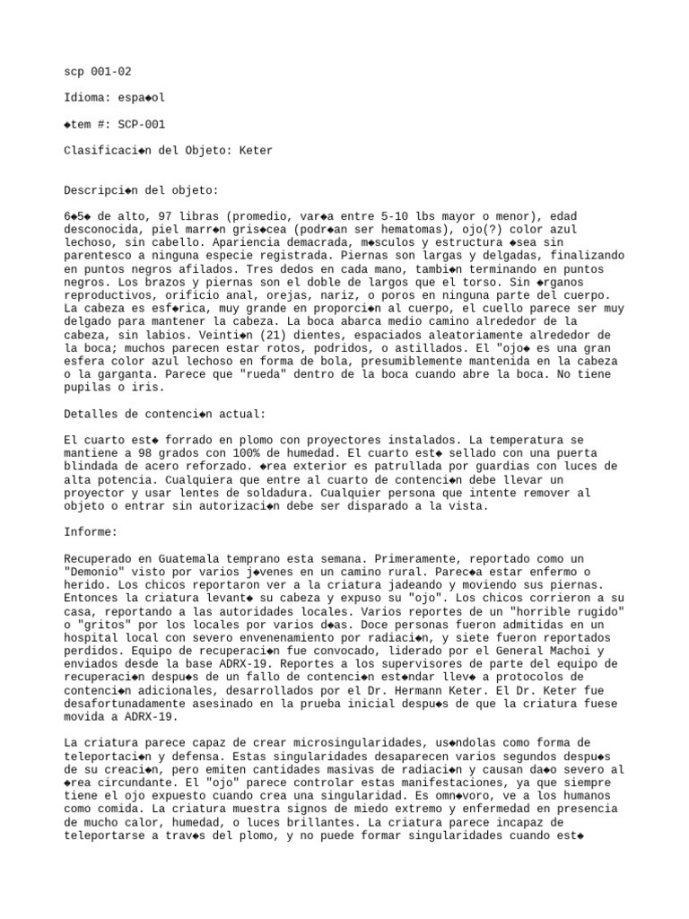 SCP-001-02: Entidad Keter en Contención | PDF | Libros para adolescentes