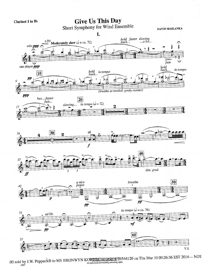 Give us this day maslanka pdf