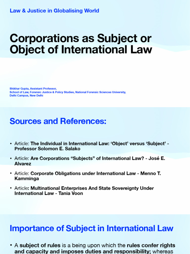 PDF - Corporations - Subject or Object of International Law | PDF ...