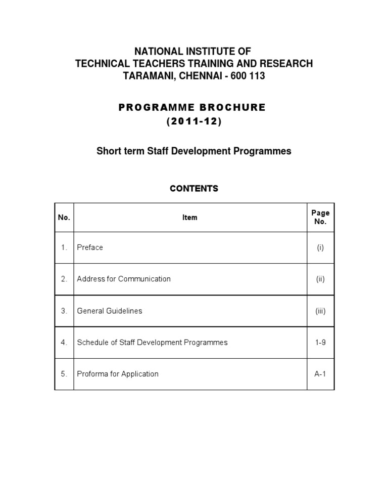 Short Term Staff Development Programs | PDF