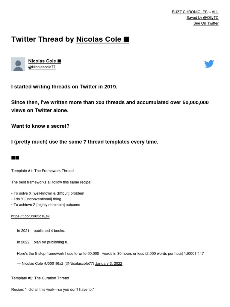 Twitter Thread Writing Templates | PDF | Blizzard Entertainment