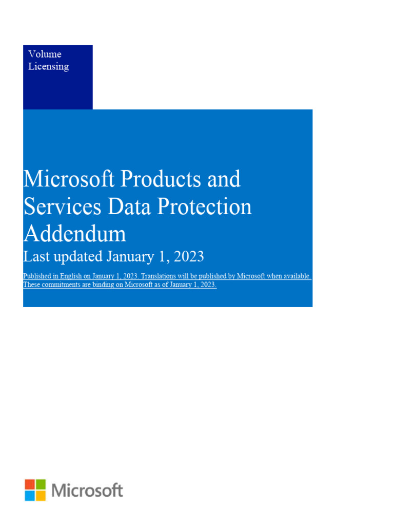 Microsoft Data Protection Addendum 2023 | PDF | Computer Security ...