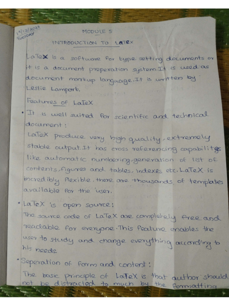 Latex Module Full Notes Pdf