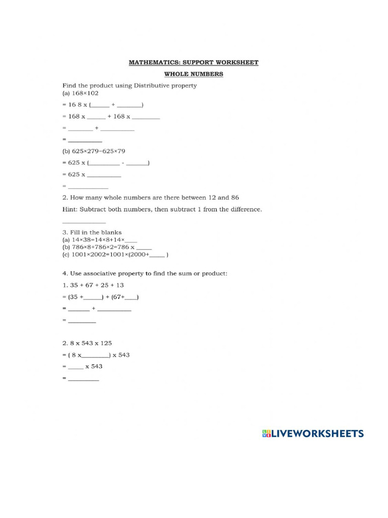 Whole Numbers (Properties) Wjwjdjs | PDF