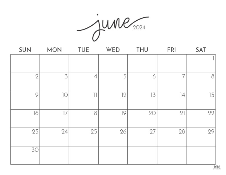 Printable June 2024 Calendar Style 1 | PDF