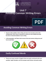 ENGL 0008 Unit 7 Lesson Avoiding Common Writing Errors
