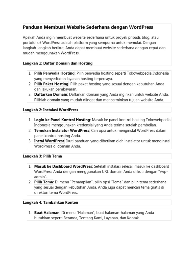Panduan membuat website sederhana dengan wordpress pdf
