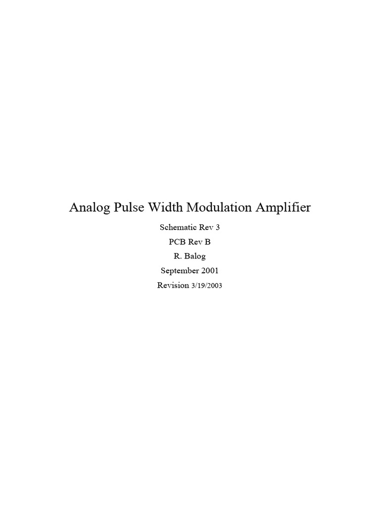 Analog Pulse Width Modulation Amplifier | Download Free PDF | Amplifier ...